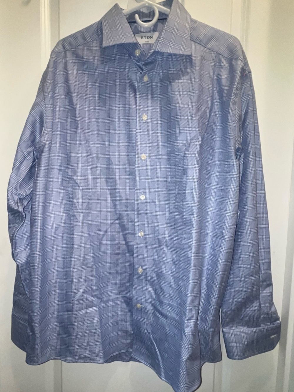 Eton Men's Blue checkered Dress Shirt
